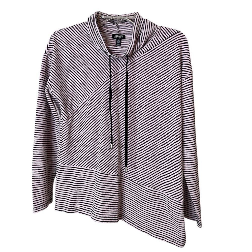 Jones New York Women’s Pink/Black Striped Cowl Neck Tunic SZ S